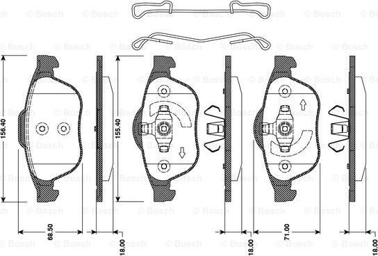 BOSCH 0 986 TB3 078 - Комплект спирачно феродо, дискови спирачки vvparts.bg