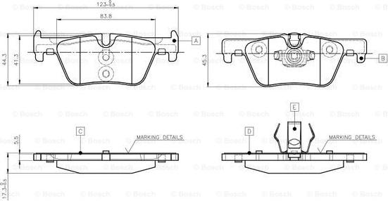 BOSCH 0 986 TB3 144 - Комплект спирачно феродо, дискови спирачки vvparts.bg