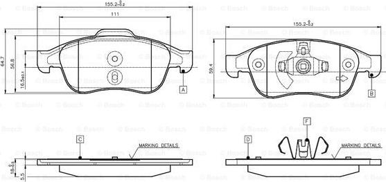 BOSCH 0 986 TB3 116 - Комплект спирачно феродо, дискови спирачки vvparts.bg