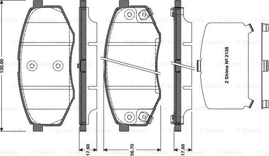 BOSCH 0 986 TB3 113 - Комплект спирачно феродо, дискови спирачки vvparts.bg