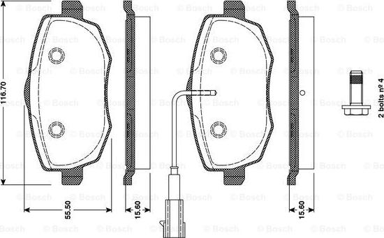 BOSCH 0 986 TB3 129 - Комплект спирачно феродо, дискови спирачки vvparts.bg