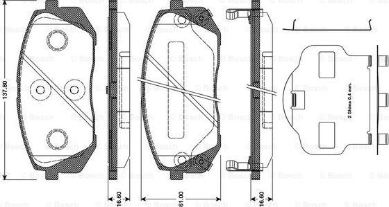 BOSCH 0 986 TB3 124 - Комплект спирачно феродо, дискови спирачки vvparts.bg