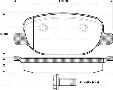 BOSCH 0 986 TB3 122 - Комплект спирачно феродо, дискови спирачки vvparts.bg