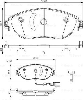 BOSCH 0 986 TB3 175 - Комплект спирачно феродо, дискови спирачки vvparts.bg