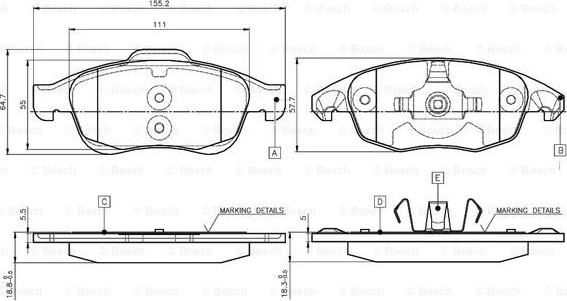 BOSCH 0 986 TB2 949 - Комплект спирачно феродо, дискови спирачки vvparts.bg