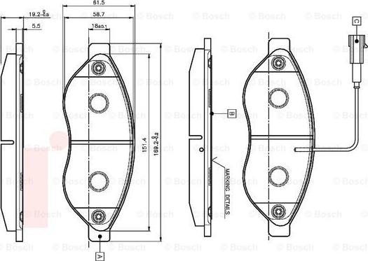 BOSCH 0 986 TB2 944 - Комплект спирачно феродо, дискови спирачки vvparts.bg