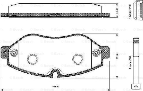 BOSCH 0 986 TB2 948 - Комплект спирачно феродо, дискови спирачки vvparts.bg