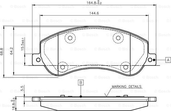 BOSCH 0 986 TB2 951 - Комплект спирачно феродо, дискови спирачки vvparts.bg