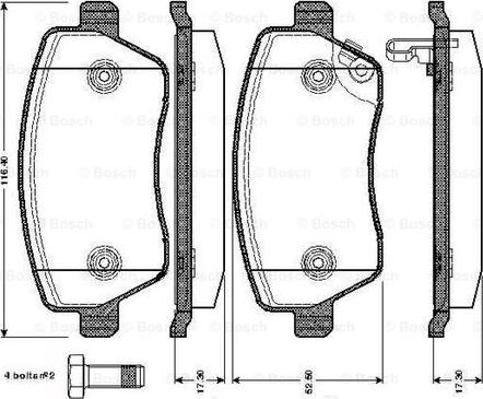 BOSCH 0 986 TB2 965 - Комплект спирачно феродо, дискови спирачки vvparts.bg