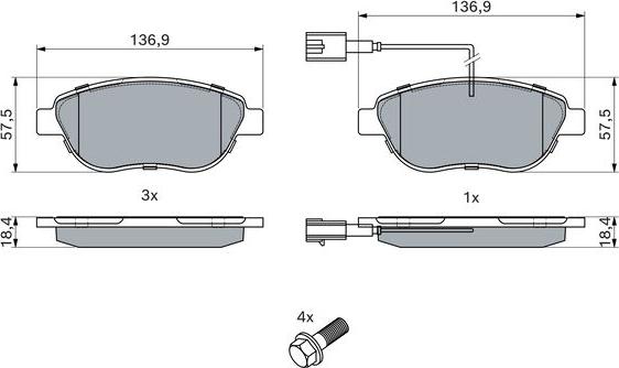 BOSCH 0 986 TB2 961 - Комплект спирачно феродо, дискови спирачки vvparts.bg