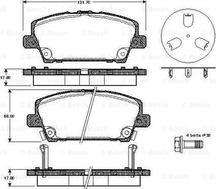 BOSCH 0 986 TB2 934 - Комплект спирачно феродо, дискови спирачки vvparts.bg