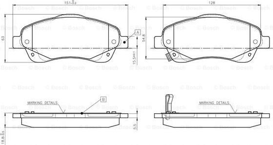 BOSCH 0 986 TB2 463 - Комплект спирачно феродо, дискови спирачки vvparts.bg