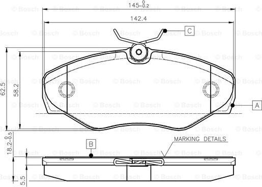 BOSCH 0 986 TB2 402 - Комплект спирачно феродо, дискови спирачки vvparts.bg