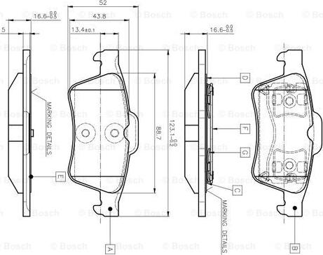 BOSCH 0 986 TB2 410 - Комплект спирачно феродо, дискови спирачки vvparts.bg