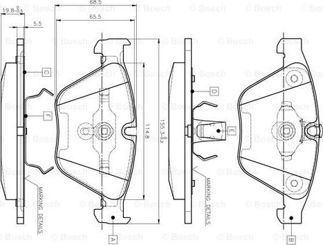 BOSCH 0 986 TB2 413 - Комплект спирачно феродо, дискови спирачки vvparts.bg