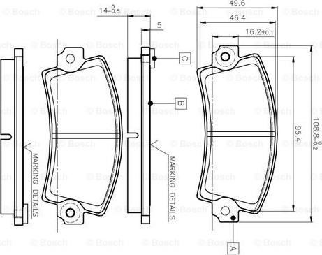 BOSCH 0 986 TB2 485 - Комплект спирачно феродо, дискови спирачки vvparts.bg