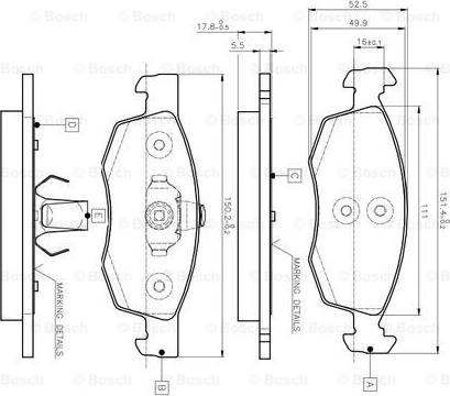 BOSCH 0 986 TB2 541 - Комплект спирачно феродо, дискови спирачки vvparts.bg