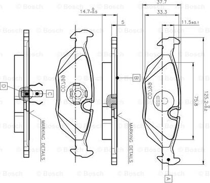 BOSCH 0 986 TB2 532 - Комплект спирачно феродо, дискови спирачки vvparts.bg