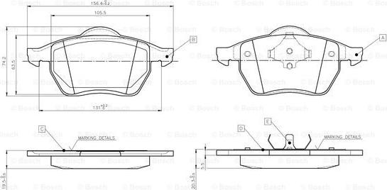 BOSCH 0 986 TB2 672 - Комплект спирачно феродо, дискови спирачки vvparts.bg