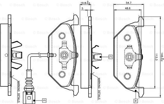 BOSCH 0 986 TB2 041 - Комплект спирачно феродо, дискови спирачки vvparts.bg