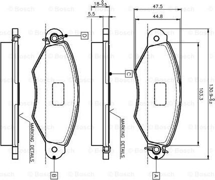 BOSCH 0 986 TB2 043 - Комплект спирачно феродо, дискови спирачки vvparts.bg