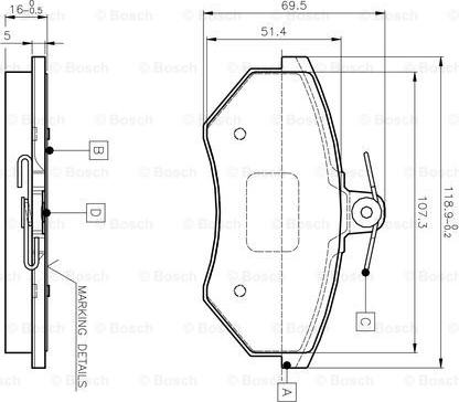 BOSCH 0 986 TB2 004 - Комплект спирачно феродо, дискови спирачки vvparts.bg