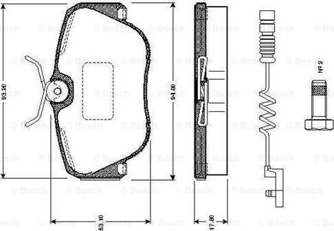 BOSCH 0 986 TB2 015 - Комплект спирачно феродо, дискови спирачки vvparts.bg