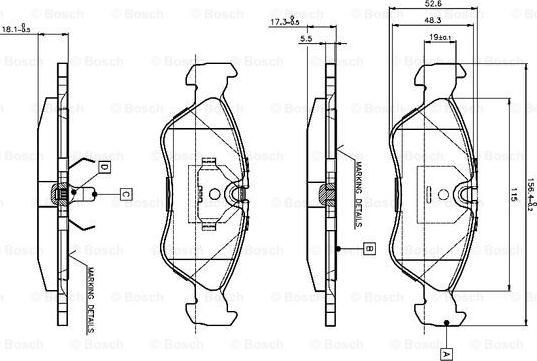 BOSCH 0 986 TB2 016 - Комплект спирачно феродо, дискови спирачки vvparts.bg