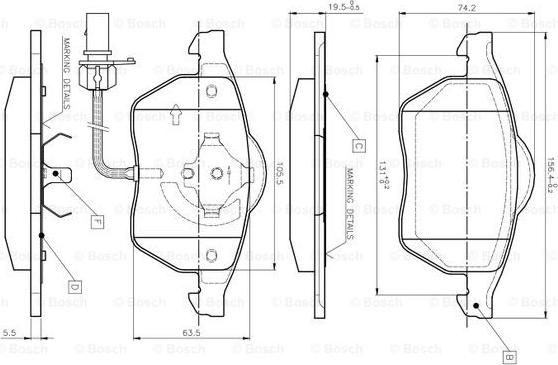 BOSCH 0 986 TB2 018 - Комплект спирачно феродо, дискови спирачки vvparts.bg