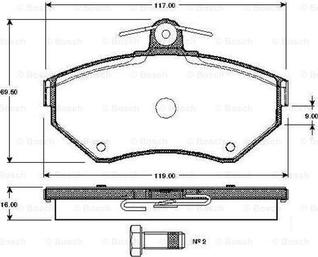 BOSCH 0 986 TB2 039 - Комплект спирачно феродо, дискови спирачки vvparts.bg