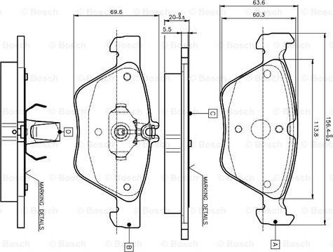 BOSCH 0 986 TB2 034 - Комплект спирачно феродо, дискови спирачки vvparts.bg