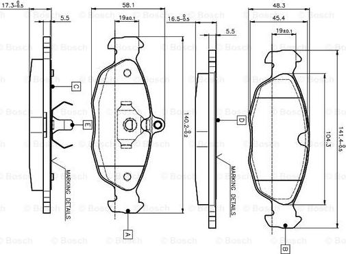 BOSCH 0 986 TB2 021 - Комплект спирачно феродо, дискови спирачки vvparts.bg