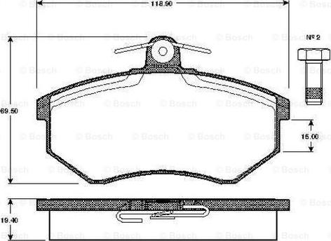 BOSCH 0 986 TB2 070 - Комплект спирачно феродо, дискови спирачки vvparts.bg