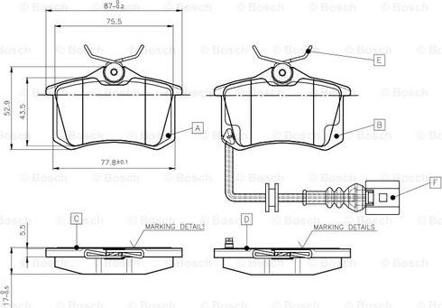 BOSCH 0 986 TB2 141 - Комплект спирачно феродо, дискови спирачки vvparts.bg