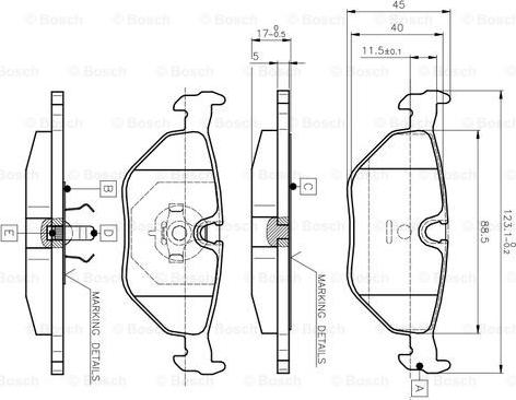 BOSCH 0 986 TB2 143 - Комплект спирачно феродо, дискови спирачки vvparts.bg