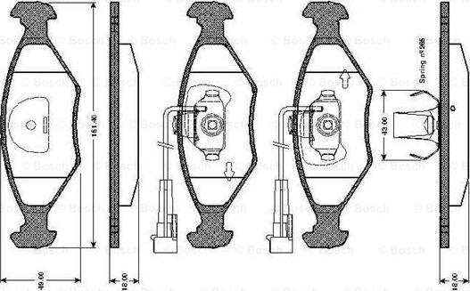 BOSCH 0 986 TB2 157 - Комплект спирачно феродо, дискови спирачки vvparts.bg