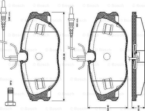 BOSCH 0 986 TB2 166 - Комплект спирачно феродо, дискови спирачки vvparts.bg