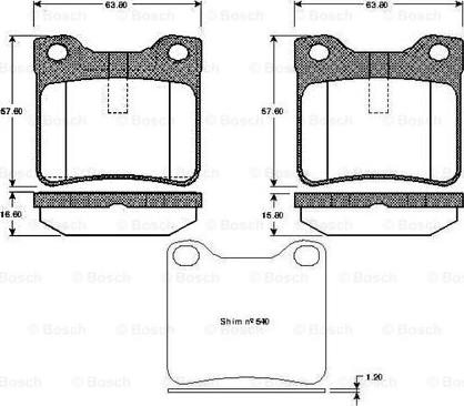 BOSCH 0 986 TB2 176 - Комплект спирачно феродо, дискови спирачки vvparts.bg