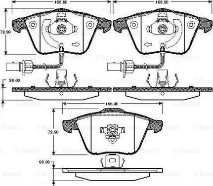 BOSCH 0 986 TB2 849 - Комплект спирачно феродо, дискови спирачки vvparts.bg