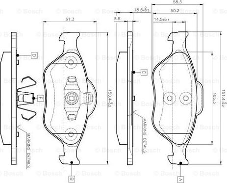 BOSCH 0 986 TB2 812 - Комплект спирачно феродо, дискови спирачки vvparts.bg