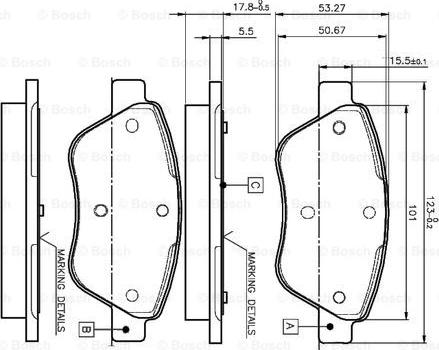 BOSCH 0 986 TB2 835 - Комплект спирачно феродо, дискови спирачки vvparts.bg