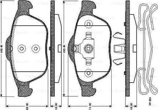 BOSCH 0 986 TB2 831 - Комплект спирачно феродо, дискови спирачки vvparts.bg