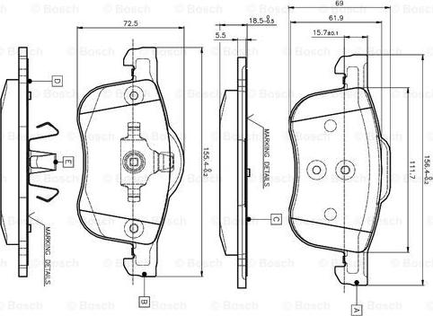 BOSCH 0 986 TB2 351 - Комплект спирачно феродо, дискови спирачки vvparts.bg