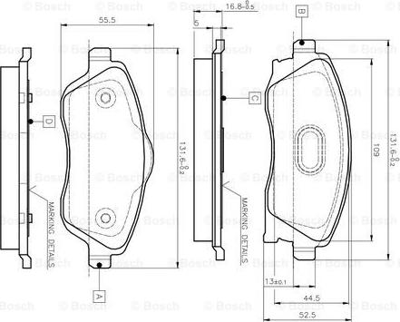 BOSCH 0 986 TB2 381 - Комплект спирачно феродо, дискови спирачки vvparts.bg