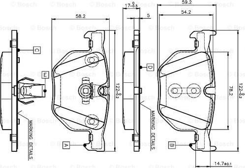 BOSCH 0 986 TB2 207 - Комплект спирачно феродо, дискови спирачки vvparts.bg