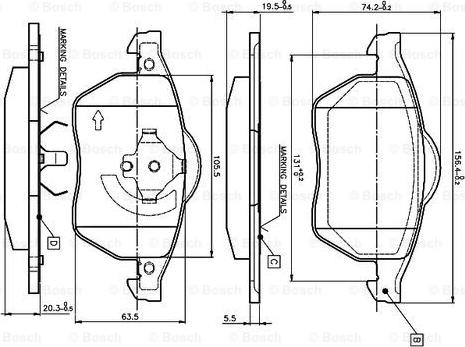 BOSCH 0 986 TB2 214 - Комплект спирачно феродо, дискови спирачки vvparts.bg