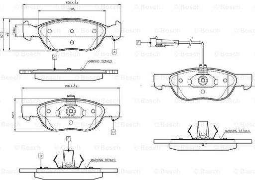 BOSCH 0 986 TB2 282 - Комплект спирачно феродо, дискови спирачки vvparts.bg