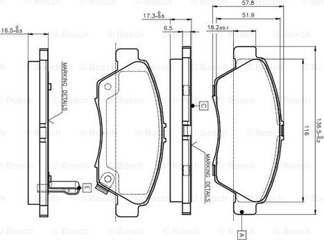 BOSCH 0 986 TB2 232 - Комплект спирачно феродо, дискови спирачки vvparts.bg