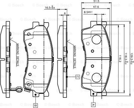 BOSCH 0 986 TB2 229 - Комплект спирачно феродо, дискови спирачки vvparts.bg