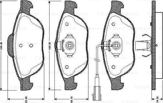 BOSCH 0 986 TB2 767 - Комплект спирачно феродо, дискови спирачки vvparts.bg